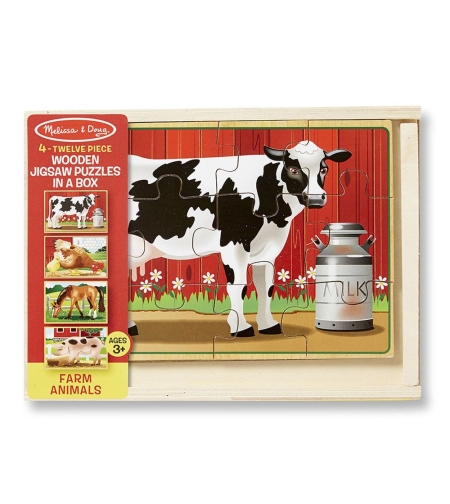Дървен пъзел Melissa and Doug 4 в 1 Животни от фермата 13793
