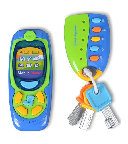 Бебешка музикална интерактивна играчка Raya Toys Keys And Phone, с светлини
