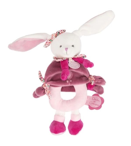 Плюшена играчка с дрънкалка Doudou Заек, 19 см.