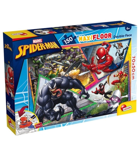 Детски пъзел Lisciani Marvel Spiderman, двулицев за оцветяване, Maxi Floor 150 части