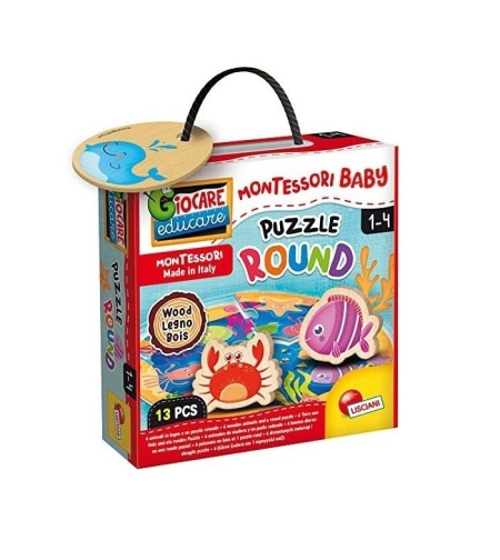 Детски дървен пъзел Lisciani Montessori Baby Puzzle Round, 13 части