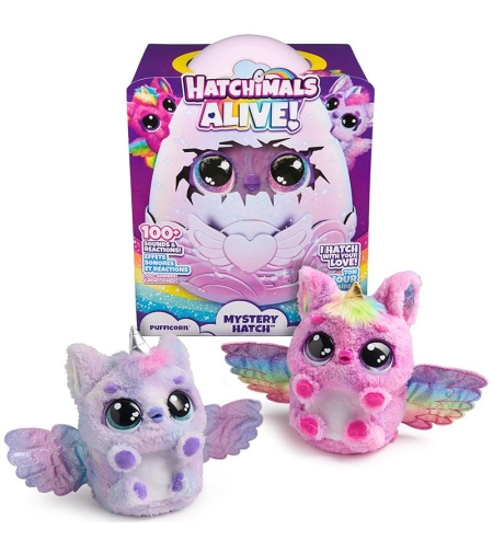 Интерактивна играчка изненада в яйце Spin Master Hatchimals Alive Mystery Hatch Pufficorn, със светлини и звуци