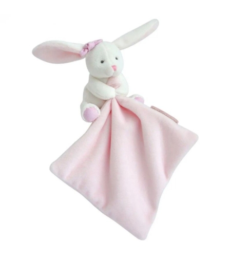 Плюшена играчка за гушкане Doudou заек с кърпичка 10 см, DC3337