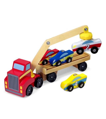 Магнитен дървен автовоз с коли Melissa and Doug 19390