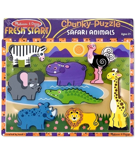 Дървен пъзел Melissa and Doug Сафари 8 части 13722
