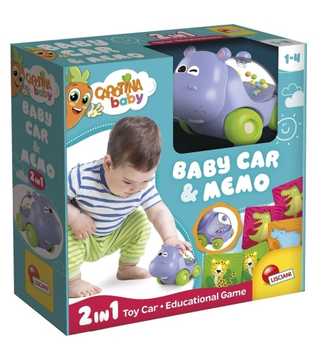 Бебешка играчка кола Lisciani Carotina Baby Хипопотам с мемори карти
