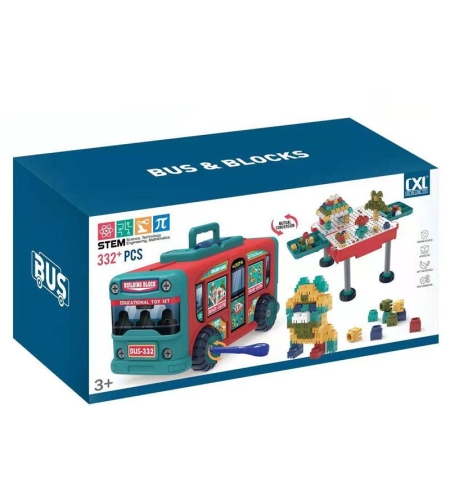 Raya Toys Конструктор с масичка 2 в 1 Автобус, 332 части