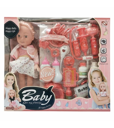 Кукла Raya Toys Baby, с лекарски принадлежности, 33 см.