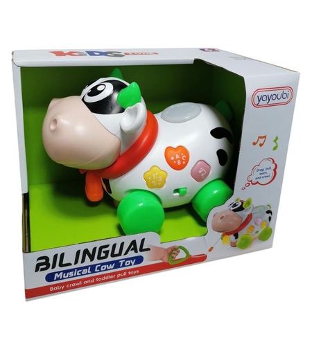 Интерактивна музикална кравичка за дърпане Raya Toys Musical Cow