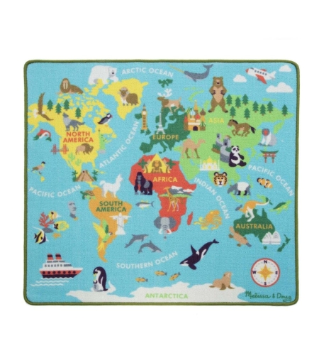 Килимче за игра с дървени превозни средства Melissa and Doug Пътуване по света 15194
