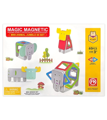 Raya Toys Магнитен конструктор Животни, 60 части