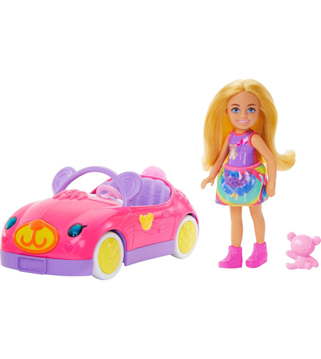 Игрален комплект Mattel Barbie Кукла Chelsea с кола и мече, HXN05