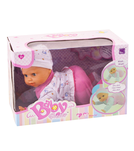 Кукла бебе Raya Toys пълзящо, със звуци, 40 см