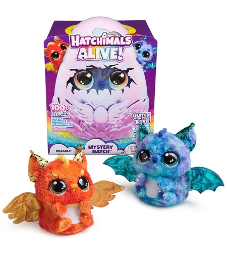 Интерактивна играчка изненада в яйце Spin Master Hatchimals Alive Mystery Hatch Draggle, със светлини и звуци