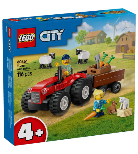 LEGO® City Червен фермерски трактор с ремарке 60461