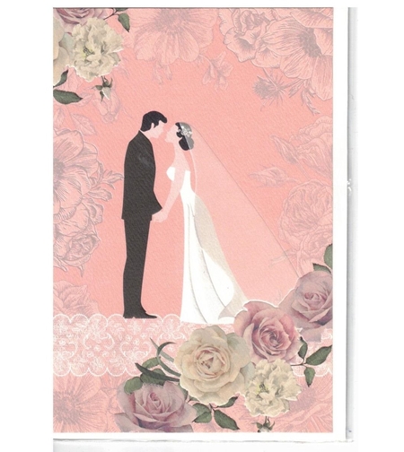 Картичка - Младоженци с цветя