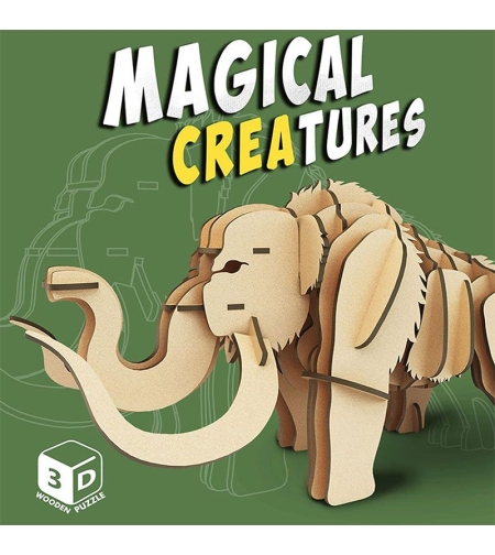 Дървен 3D пъзел Raya Toys Magical Creatures Мамут, 38 ч.