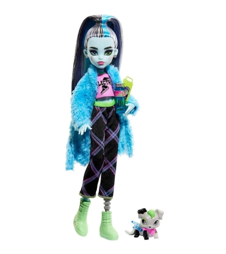 Кукла Mattel Monster High Frankie Stein & Watzie с аксесоари и домашен любимец