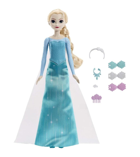 Комплект кукла Mattel Elsa с аксесоари за коса, HMD56