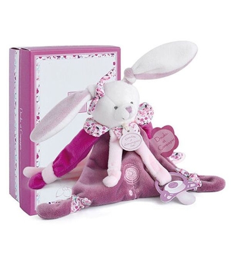 Плюшена играчка за гушкане Doudou заек, с клипс за залъгалка 17 см.