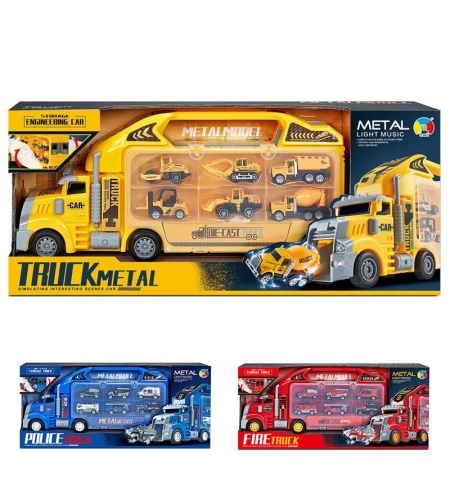 Писта Raya Toys Метален автовоз с 6 коли, с музика и светлини