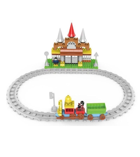Raya Toys Конструктор влак с релси и замък, 109 части