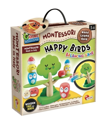 Игра за балансиране Lisciani Montessori Baby Happy Birds с пъзел