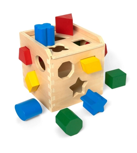 Дървен сортер Melissa and Doug Куб с форми 575
