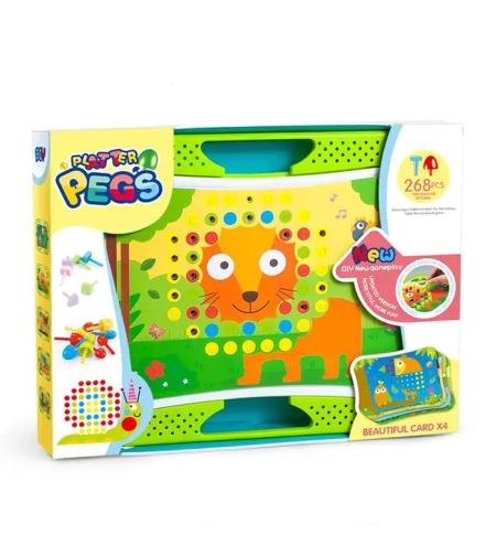 Детска мозайка с дъска Raya Toys с 4 шаблона, 268 части