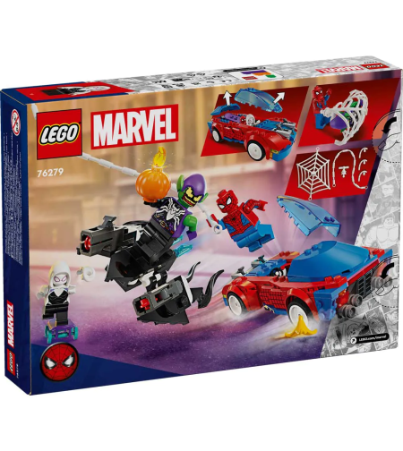 LEGO® Marvel Състезателната кола на Спайдърмен с Венъм и Зеления гоблин 76279