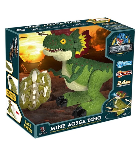 Играчка с дистанционно Raya Toys Динозавър, със звук, светлина, пръскащ вода