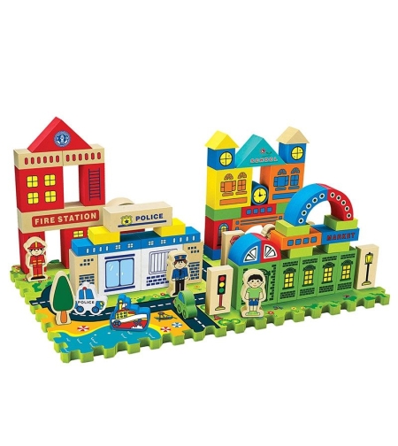 Raya Toys Конструктор Град, с меки части, плава във вода, 108 ч.