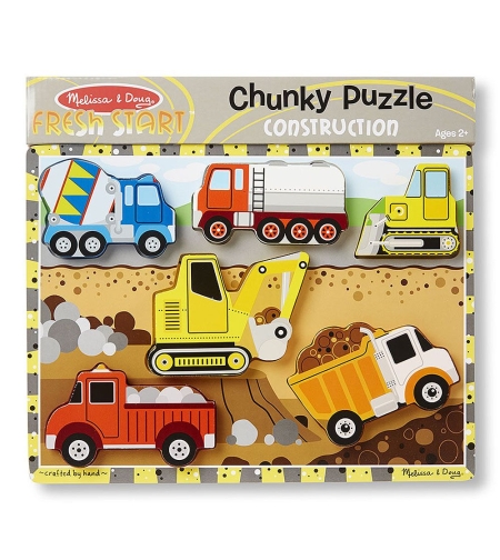 Дървен пъзел Melissa and Doug Строителни машини 6 части 13726