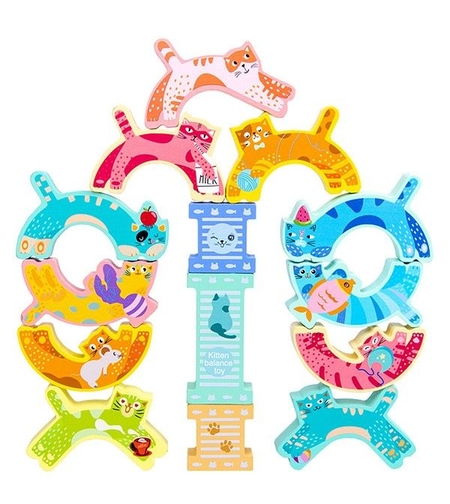 Дървена игра за баланс Raya Toys Котки