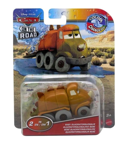 Детска количка за игра Mattel Cars 2 в 1 с променящ цвят Baby Quadratorquosaur