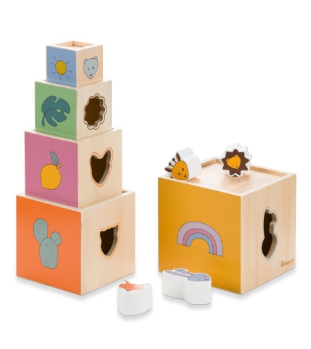 Дървени кубчета Hauck, Stack N Raise, Кула, 813038