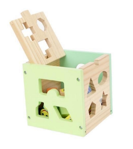 Дървен куб сортер Raya Toys с емотикони