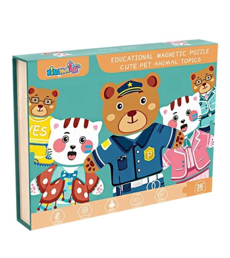 Пъзел магнитен Raya Toys Животни, 29 части