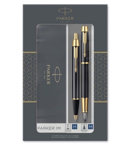 Комплект Parker IМ Black GТ - химикалка и писалка - златно и черно