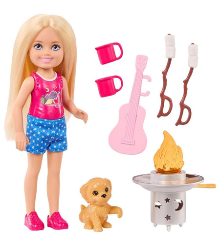Игрален комплект Mattel Barbie Къмпинг, кукла Chelsea и аксесоари, JJV61