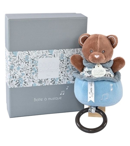 Музикална плюшена играчка Doudou Bohaime, Мече, 20 см., Син