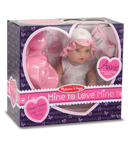 Кукла бебе Melissa&Doug Mine To Love Ани с шише, гърне и биберон 14880