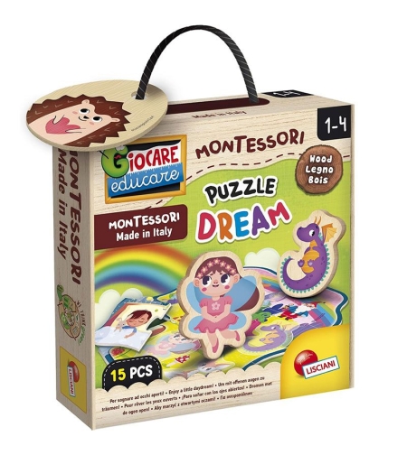 Детски дървен пъзел Lisciani Montessori Legno Puzzle Dream, 15 части