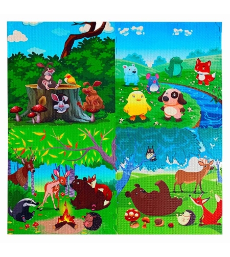 Пъзел за под Raya Toys Горски животни, 4 части по 60 х 60 см