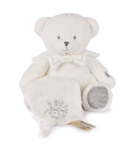 Плюшено мече за гушкане Doudou с кърпа 30 см, DC4344