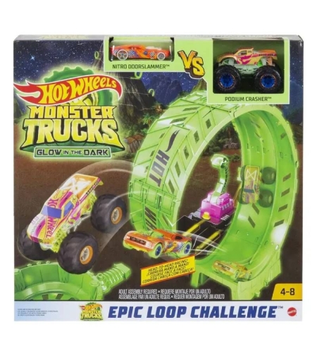 Детска писта Mattel Hot Wheels, Epic Loop Challenge, Светеща