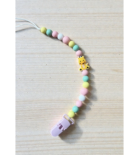 Силиконов клипс за залъгалка - Жирафче