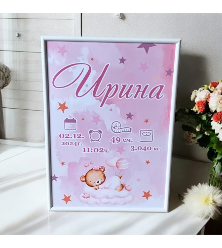 Бебешка визитка в рамка - Ирина