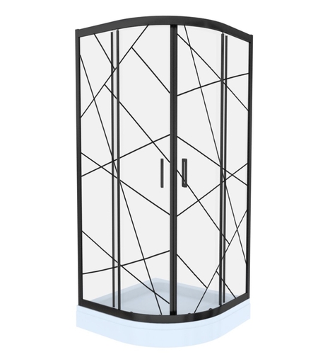 BRATOS - 020-Овална душ кабина черен профил,прозрачно закалено стъкло 5мм(EMY105) 