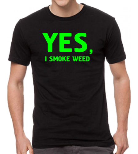 Черна мъжка тениска - Yes, i smoke weed